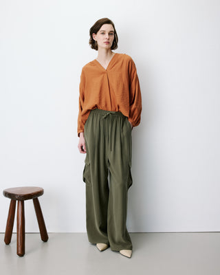 Pantalon cargo oversize taille haute kaki Anvar