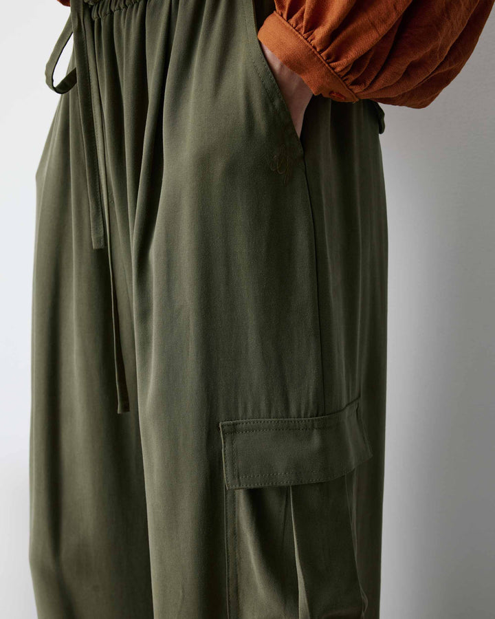 Pantalon cargo oversize taille haute kaki Anvar