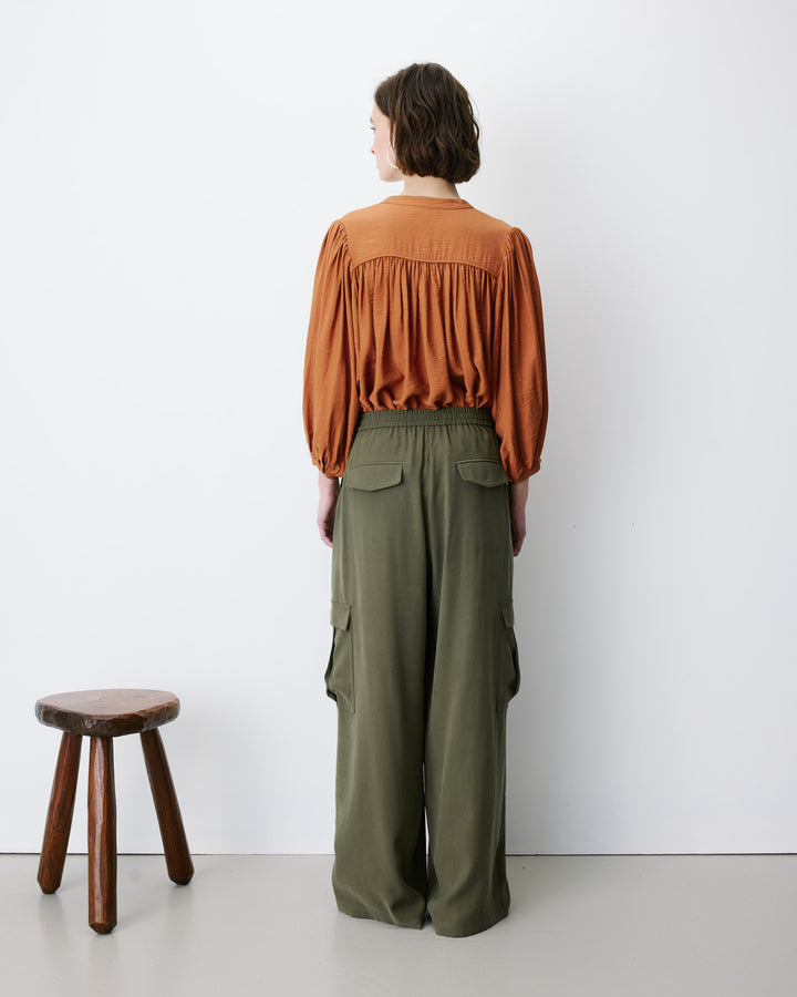 Pantalon cargo oversize taille haute kaki Anvar