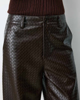 Pantalon barrel similicuir texturé chocolat Artius