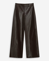 Pantalon barrel similicuir texturé chocolat Artius