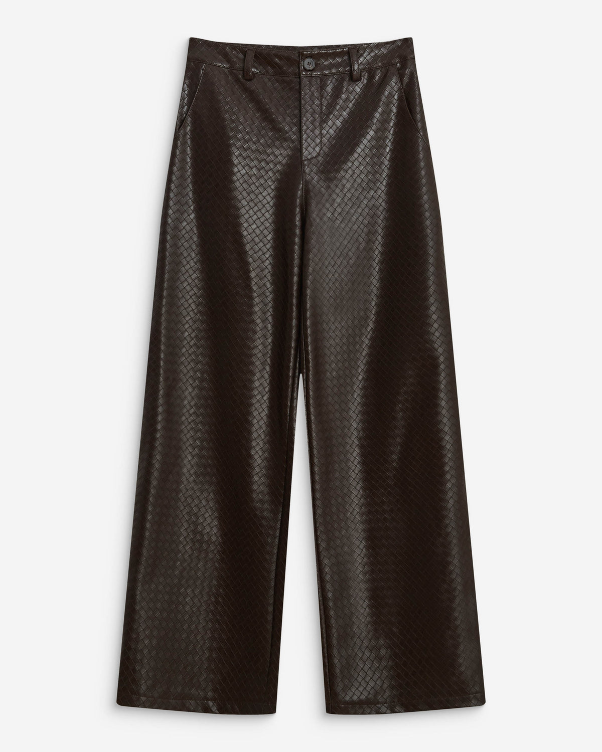 Pantalon barrel similicuir texturé chocolat Artius
