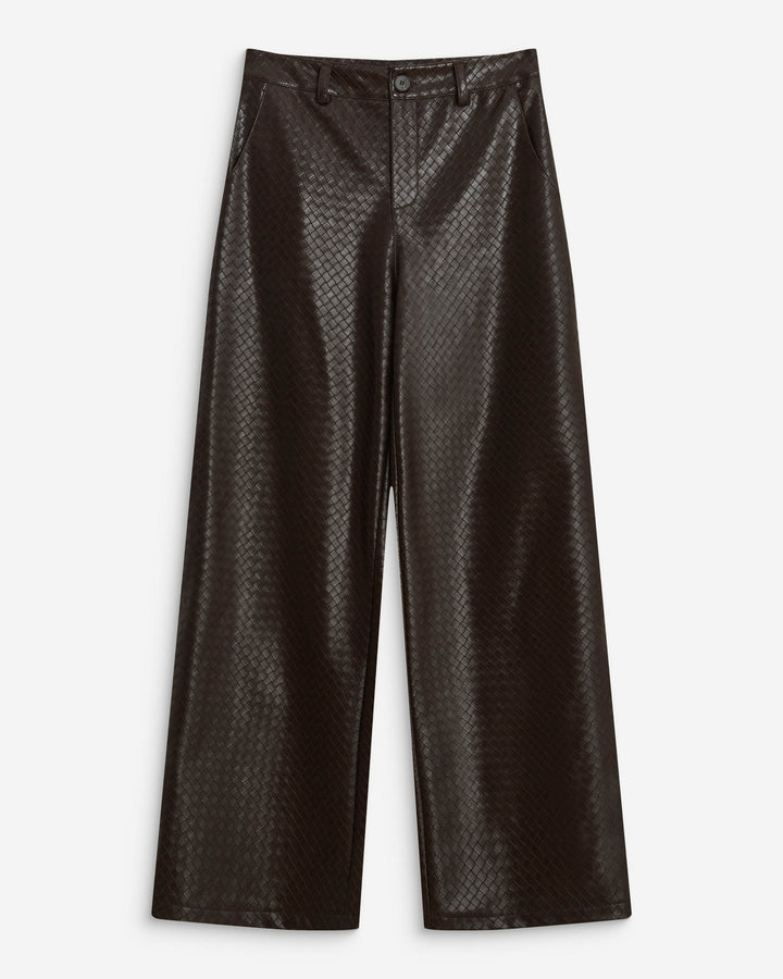 Pantalon barrel similicuir texturé chocolat Artius