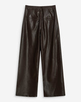 Pantalon barrel similicuir texturé chocolat Artius