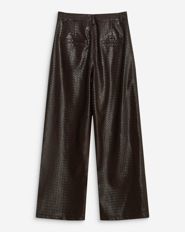 Pantalon barrel similicuir texturé chocolat Artius
