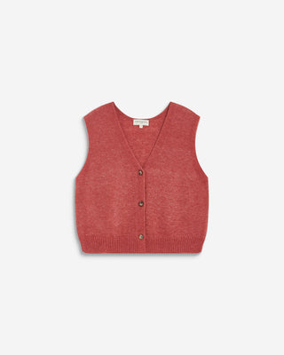 Cardigan sans manches boutonné col V blush Nars