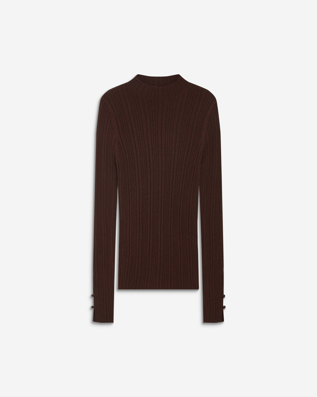 Pull maille fine près du corps col montant chocolat Aloe