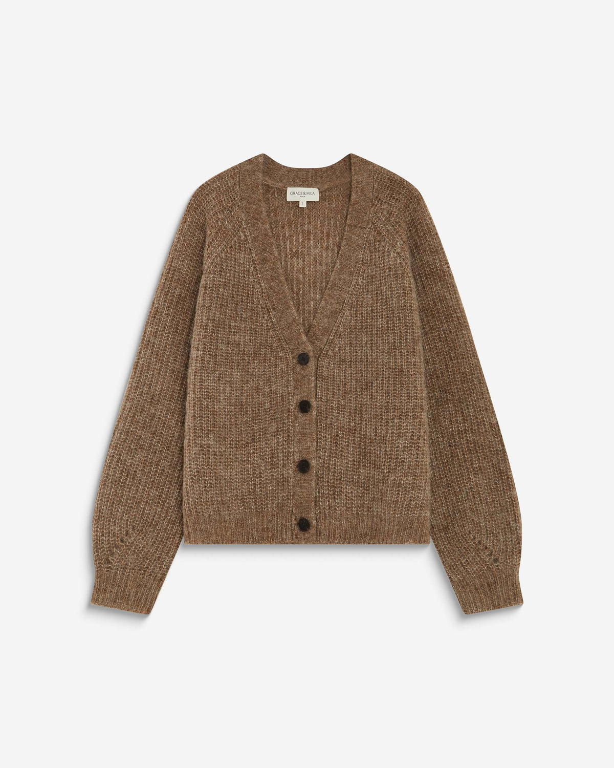 Oversized long-sleeve cardigan mocha Saluda