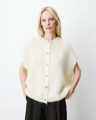 Cardigan loose sans manches col rond vanille Addison