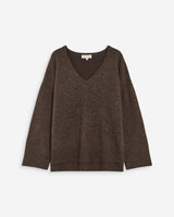 Pull ample col V en maille lurex chocolat Salvador