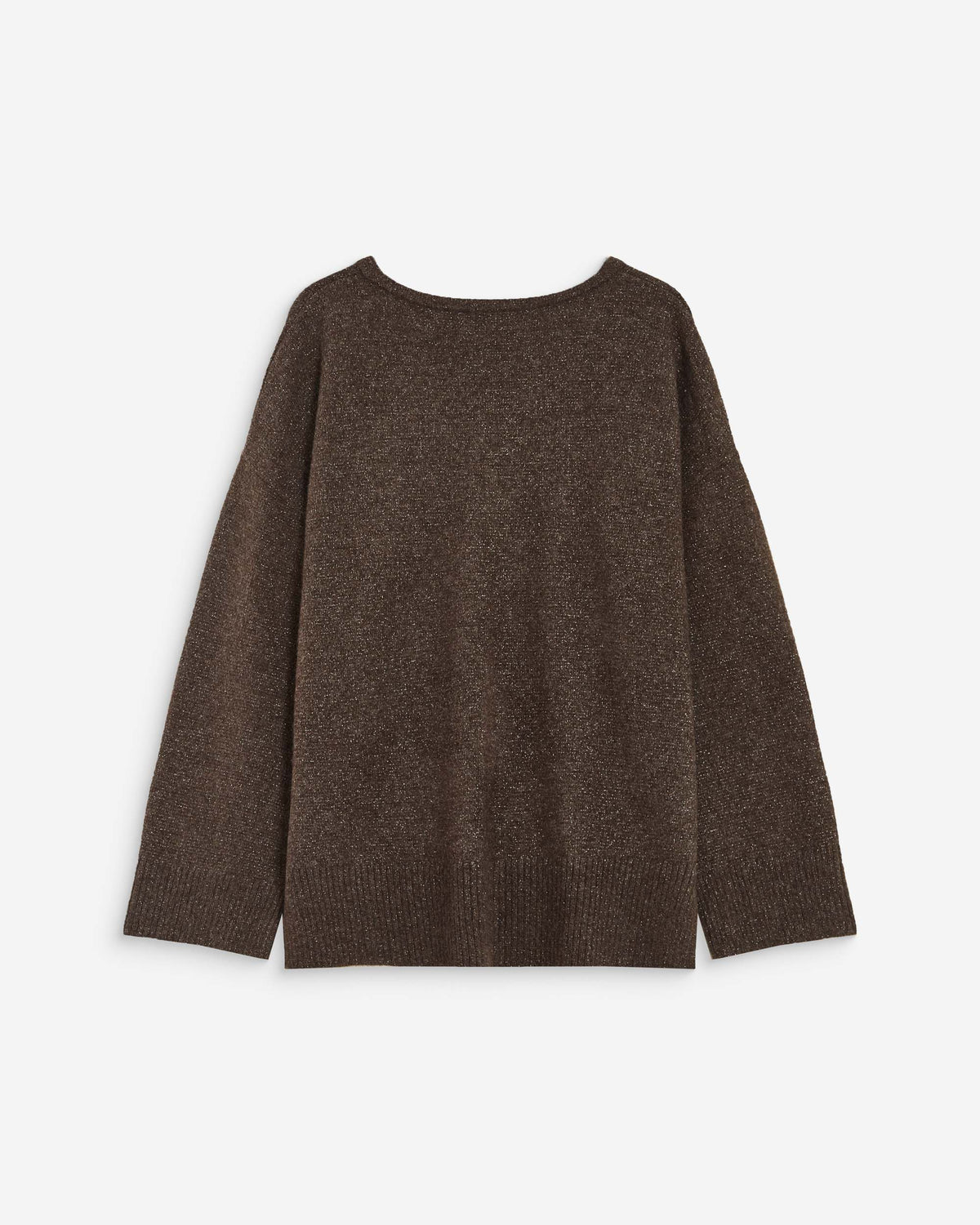 Pull ample col V en maille lurex chocolat Salvador