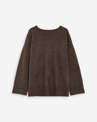 Pull ample col V en maille lurex chocolat Salvador