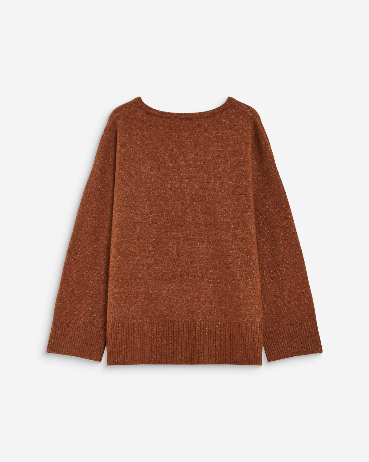 Pull ample col V en maille lurex coffee Salvador