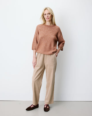 Pull oversize manches 3/4 col rond coffee Asher