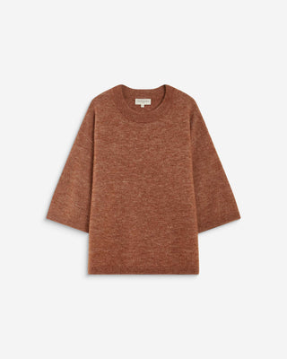 Pull oversize manches 3/4 col rond coffee Asher
