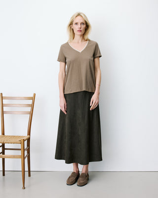 Short-sleeve V-neck T-shirt kaki Aurelien