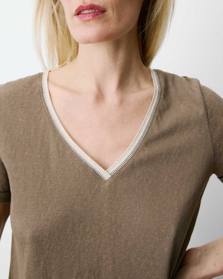 Short-sleeve V-neck T-shirt kaki Aurelien