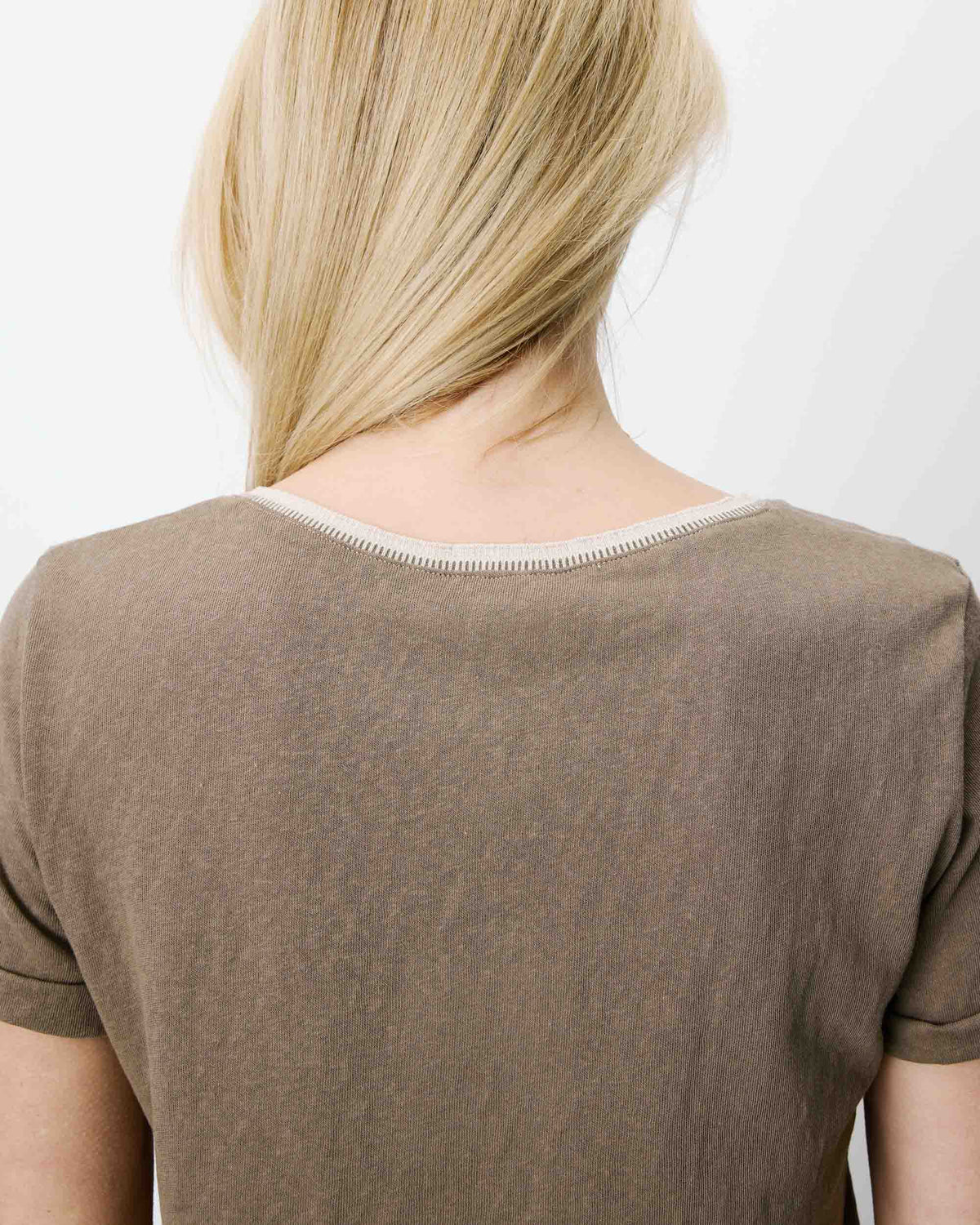 Short-sleeve V-neck T-shirt kaki Aurelien