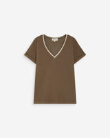 Short-sleeve V-neck T-shirt kaki Aurelien