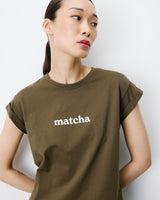 Camiseta de algodón con texto kaki Atlas