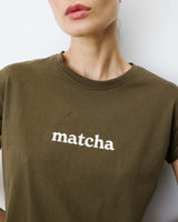 Camiseta de algodón con texto kaki Atlas