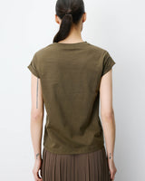 Camiseta de algodón con texto kaki Atlas