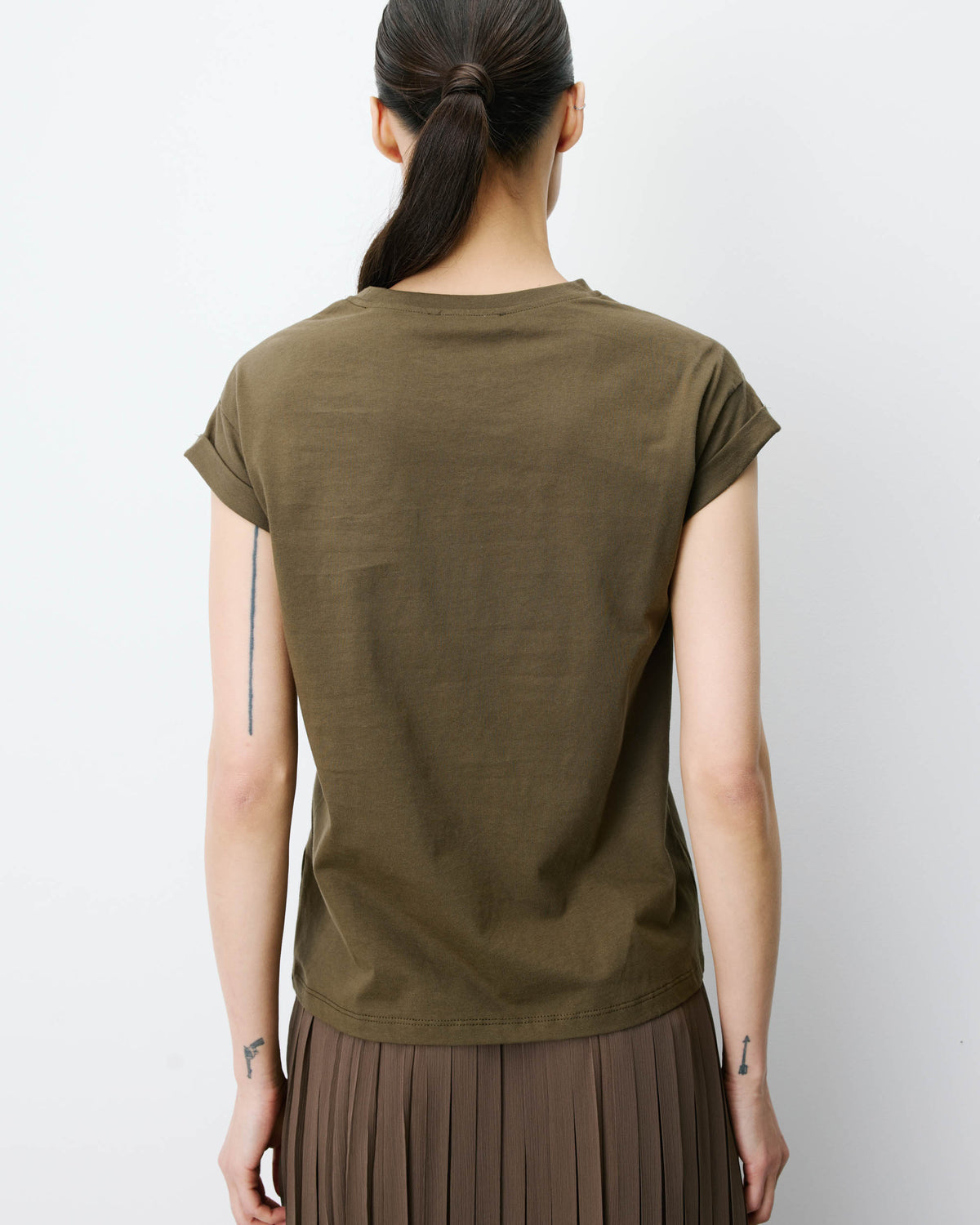 Camiseta de algodón con texto kaki Atlas