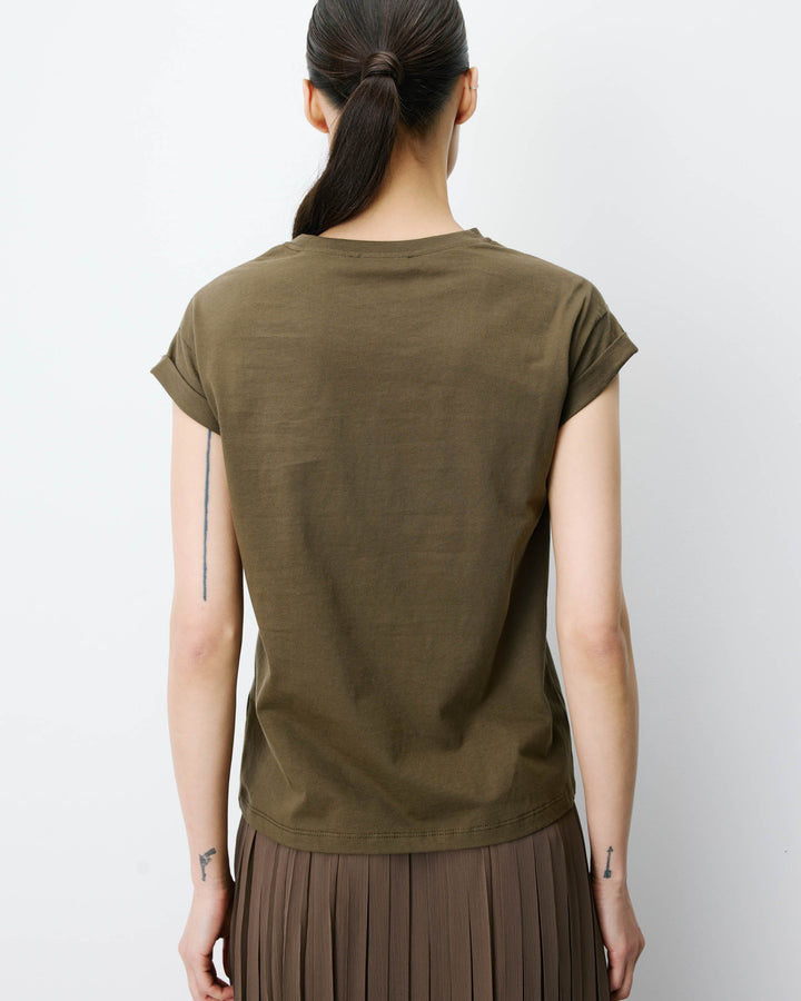 Camiseta de algodón con texto kaki Atlas