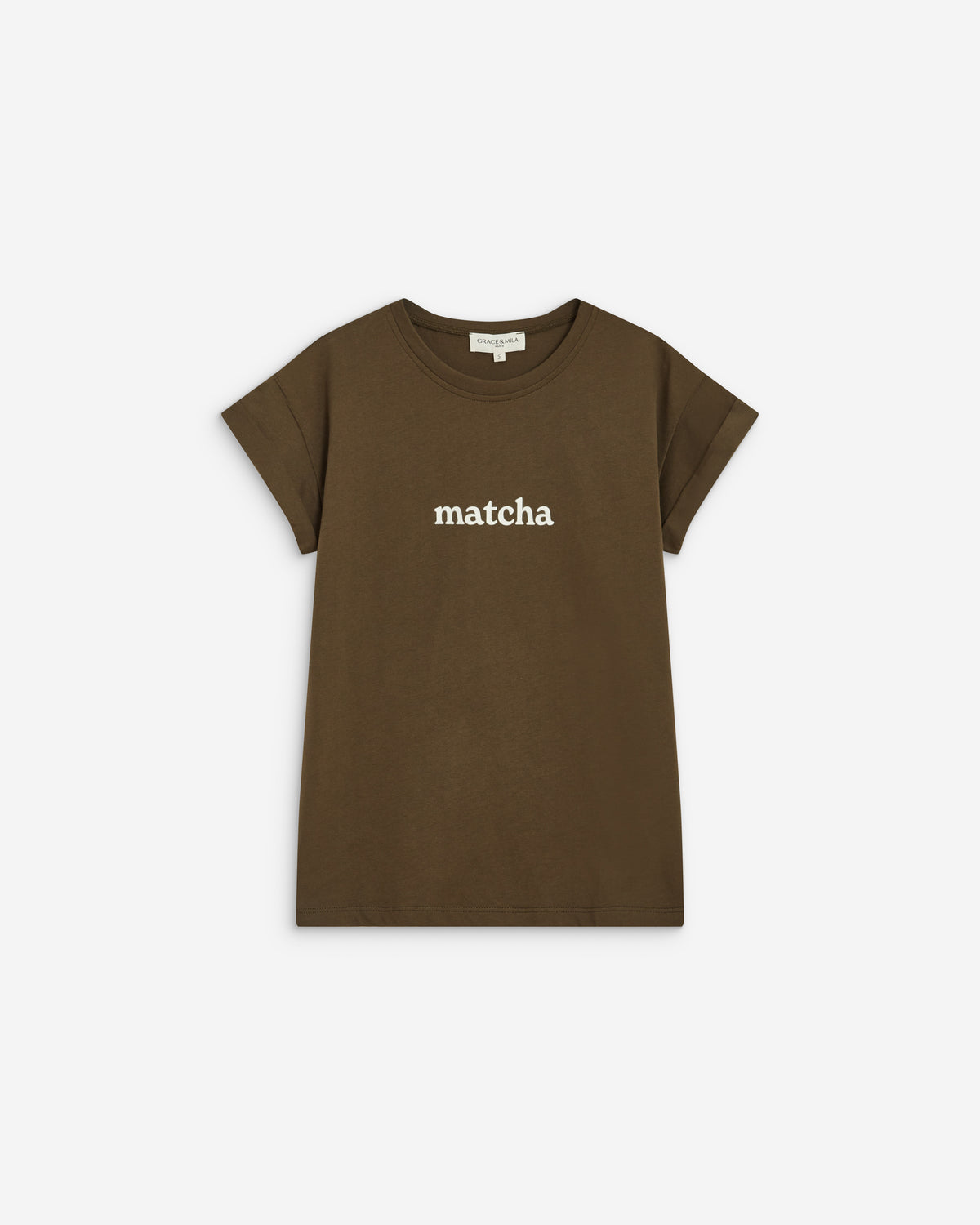 Camiseta de algodón con texto kaki Atlas