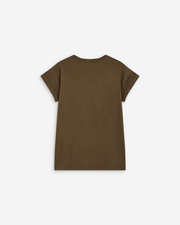Camiseta de algodón con texto kaki Atlas