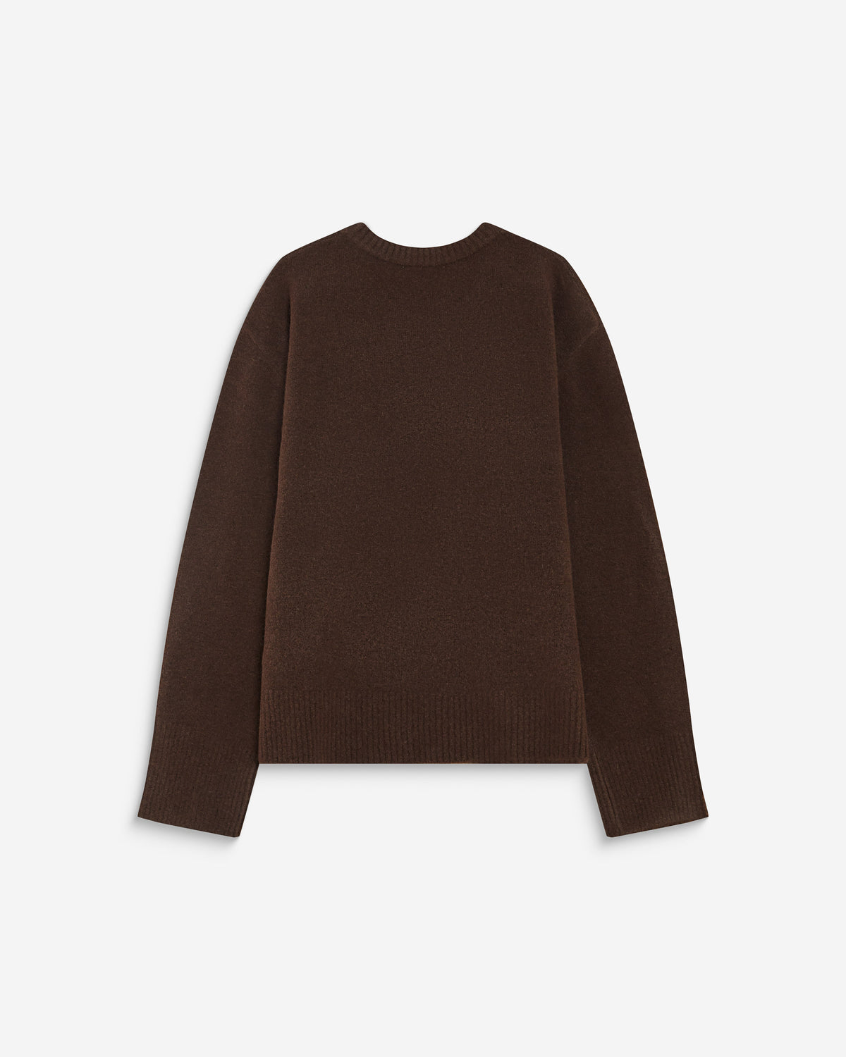 Pull droit col rond à inscription brodée chocolat Aubin