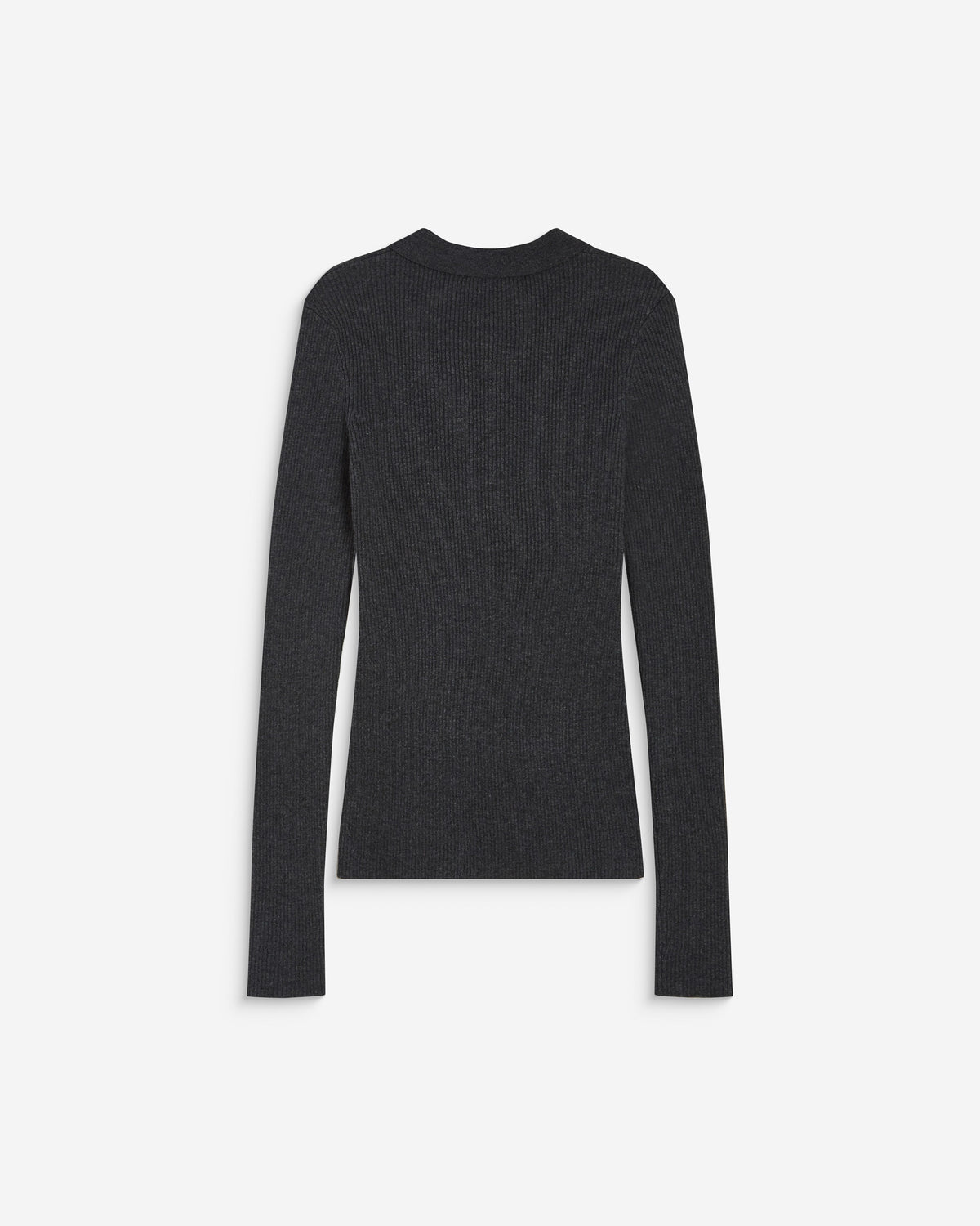 Pull ajusté col polo en maille côtelée anthracite Angelo
