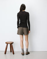 Pull ajusté col polo en maille côtelée chocolat Angelo