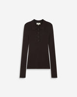 Pull ajusté col polo en maille côtelée chocolat Angelo