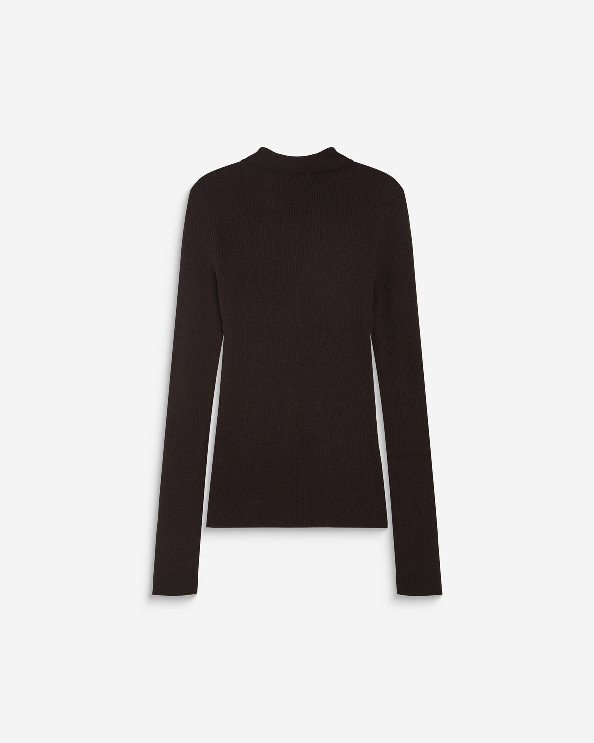 Pull ajusté col polo en maille côtelée chocolat Angelo