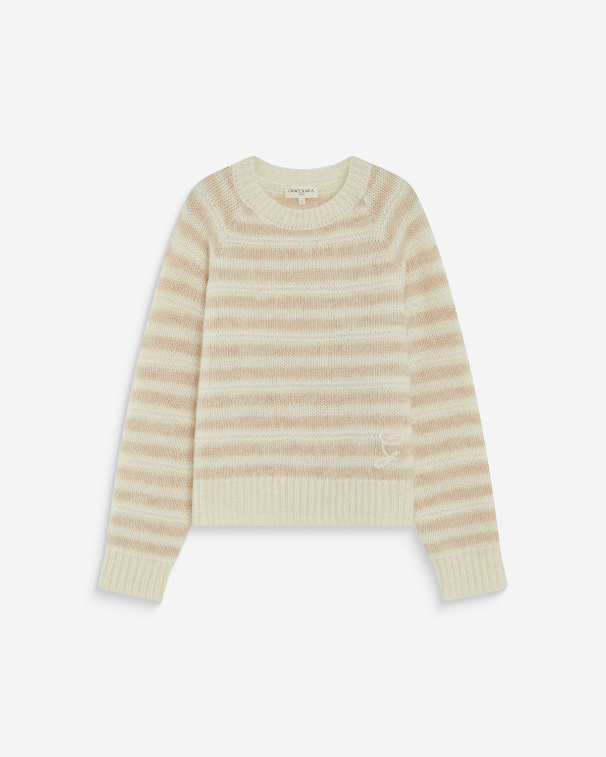 Pull à rayures en alpaga et laine mélangée beige Aimond