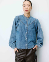 Oversized long-sleeve denim blouse lightblue Anaelle