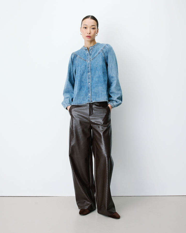 Oversized long-sleeve denim blouse lightblue Anaelle