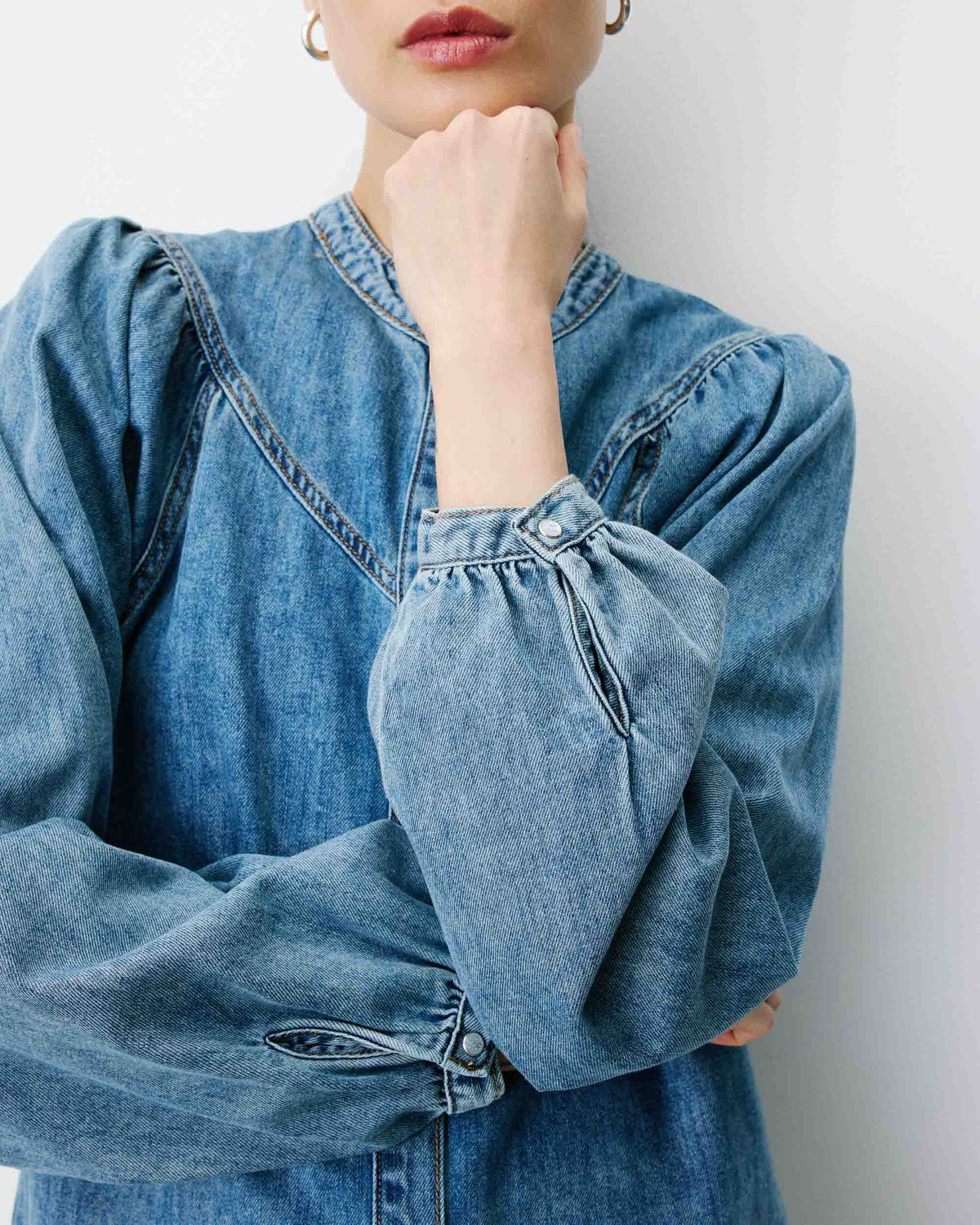 Oversized long-sleeve denim blouse lightblue Anaelle