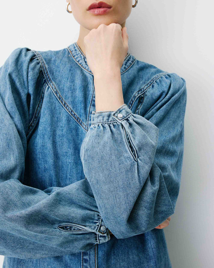 Oversized long-sleeve denim blouse lightblue Anaelle