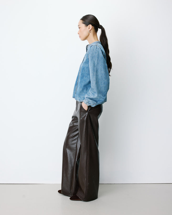 Oversized long-sleeve denim blouse lightblue Anaelle
