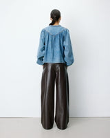 Oversized long-sleeve denim blouse lightblue Anaelle