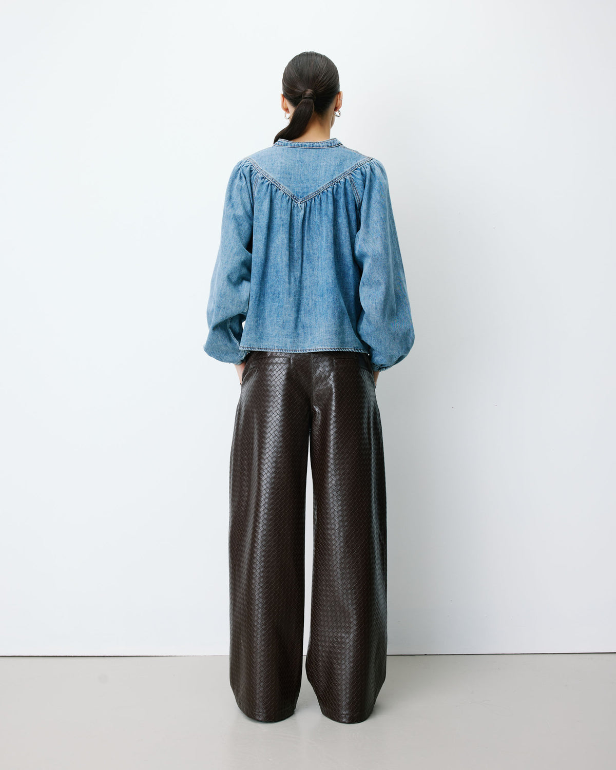 Oversized long-sleeve denim blouse lightblue Anaelle