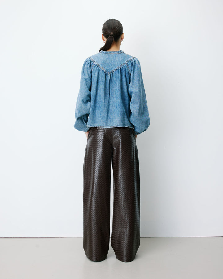 Oversized long-sleeve denim blouse lightblue Anaelle