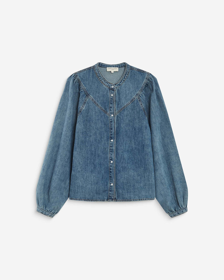 Oversized long-sleeve denim blouse lightblue Anaelle