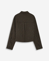 Chemise courte oversize en coton à carreaux noir Azelle