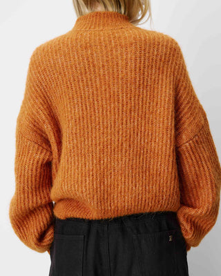 Pull ample en alpaga et laine mélangée camel Agostino