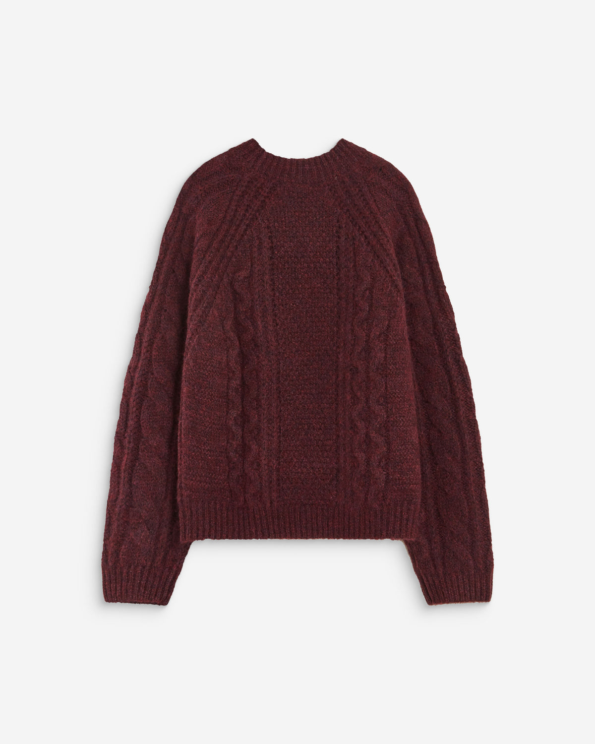 Pull torsadé ample col rond aubergine Amparo
