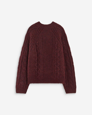 Pull torsadé ample col rond aubergine Amparo