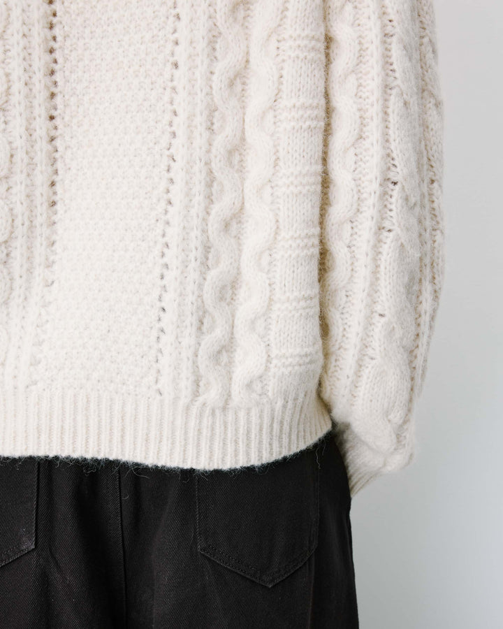 Pull torsadé ample col rond ecru Amparo